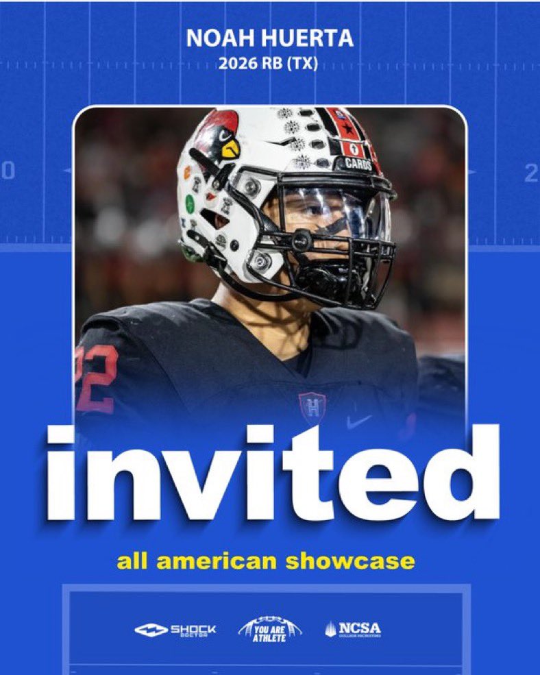 Grateful to be invited to the All American Showcase! Ready to show out.

<a href="/youareathlete/">You Are Athlete</a> <a href="/ShockDoctor/">Shock Doctor</a> 
<a href="/hcfb_official/">HCFB Official</a> <a href="/RoadToHouston/">All-American Showcase</a>