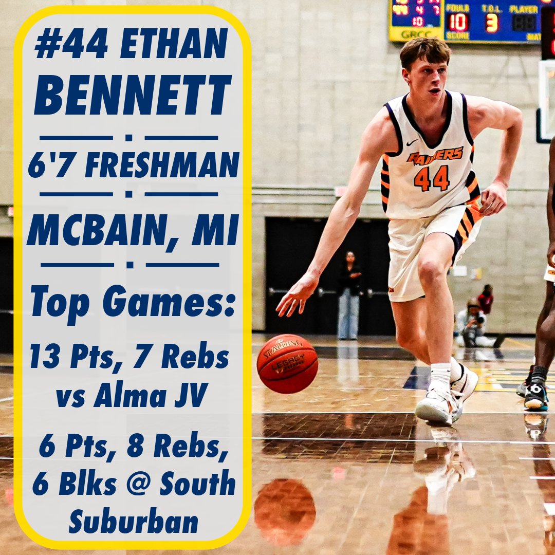 Two more #GRCCSeasonWrapUps starting with #44 - Ethan Bennett! The man in the middle for the Raiders, Ethan had an outstanding freshman year, starting 23 games and leading the MCCAA West in blocks (56)!