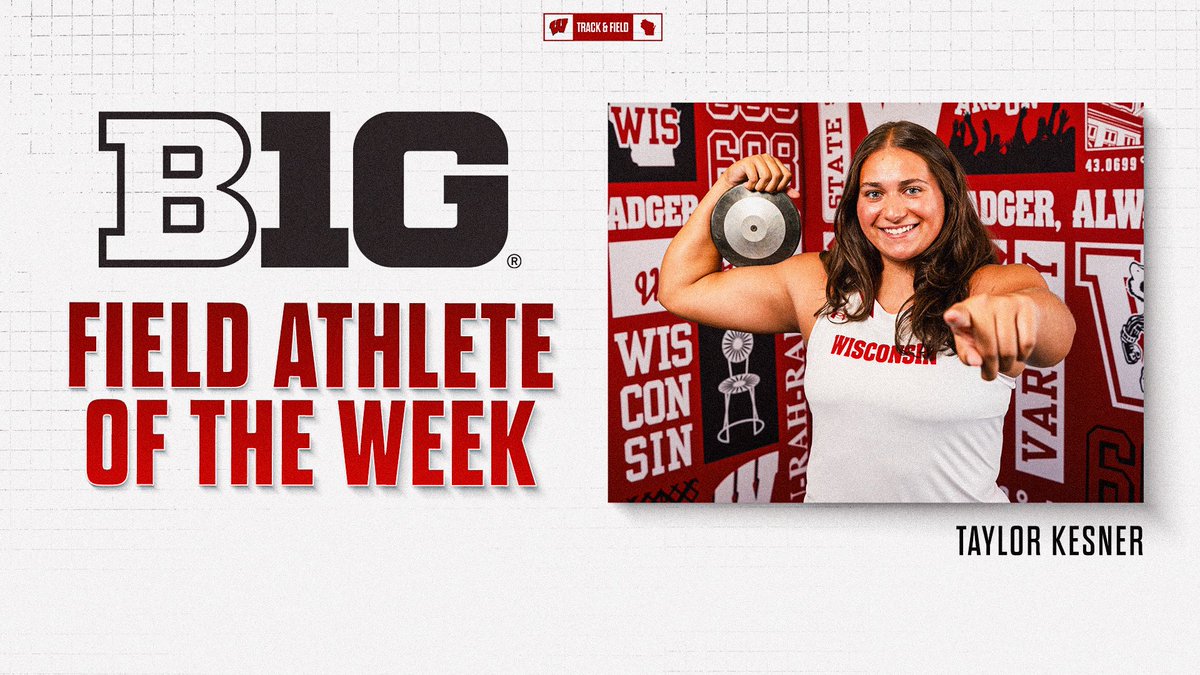 Wisconsin Track & Field and Cross Country (@badgertrackxc) on Twitter photo Finishing the year strong ๐ช
Taylor Kesner was named the <a href="/bigten/">Big Ten Conference</a> Field Athlete of the Week! ๐
#Badgers || #OnWisconsin Finishing the year strong ๐ช
Taylor Kesner was named the <a href="/bigten/">Big Ten Conference</a> Field Athlete of the Week! ๐
#Badgers || #OnWisconsin