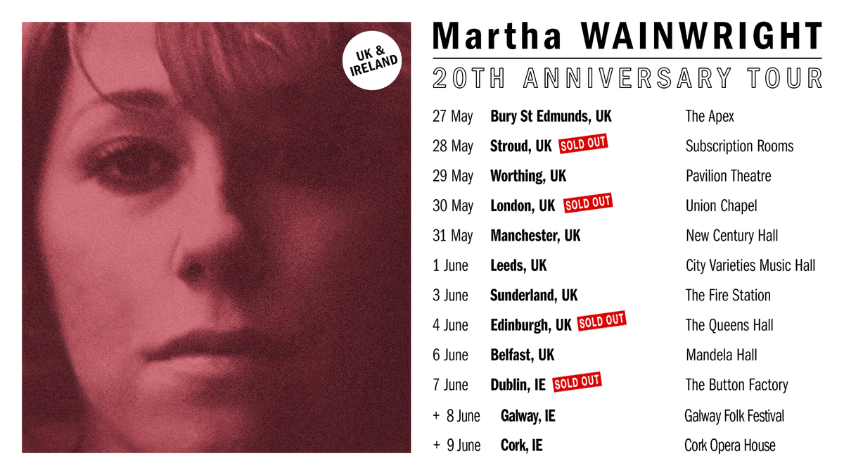 WainBright's tweet image. Get your tickets to the upcoming UK & Ireland tour while you can, several dates are selling out or on the verge of selling out.
marthawainwright.com/shows