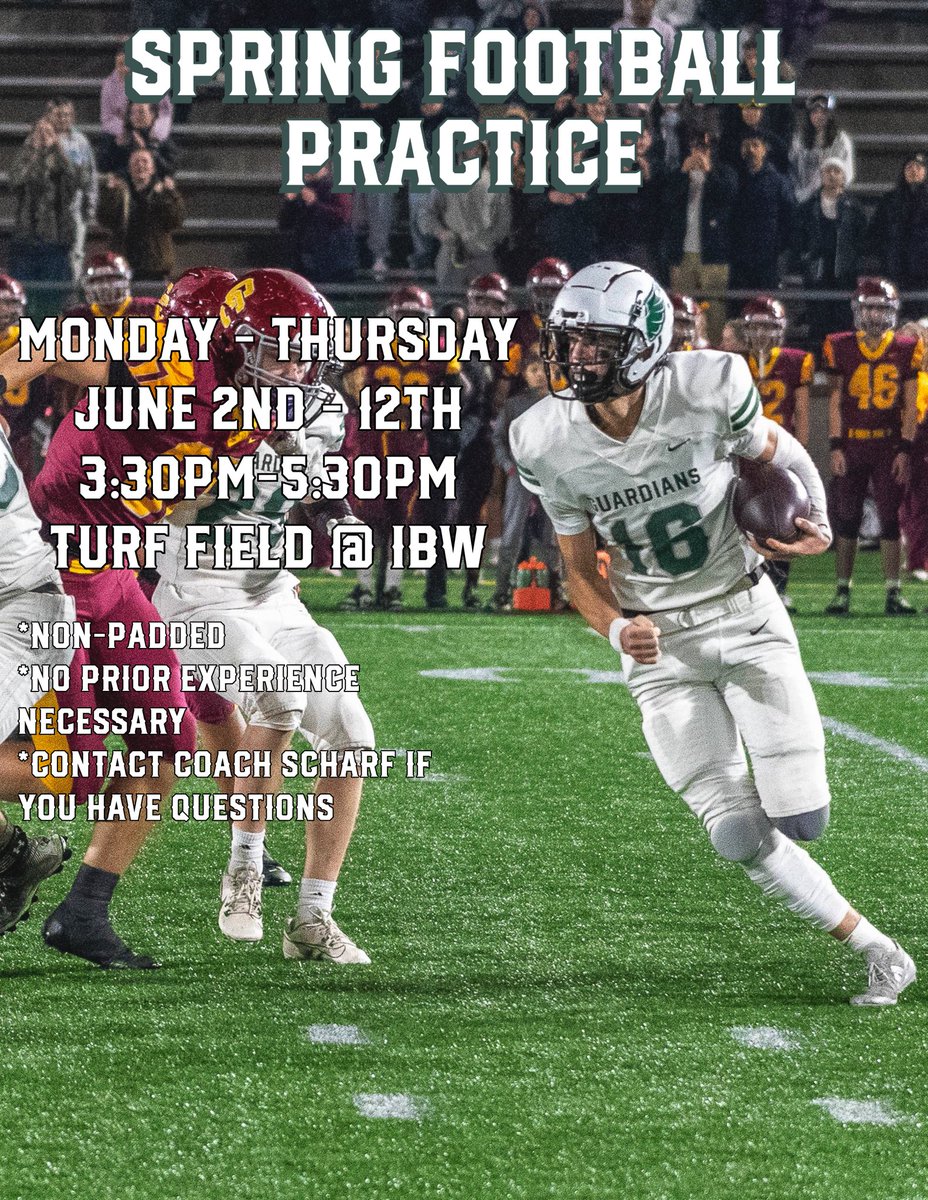 Spring practices are coming up! Only three weeks away! No experience, sign up, or equipment necessary—everyone is welcome! Bring your friends!
