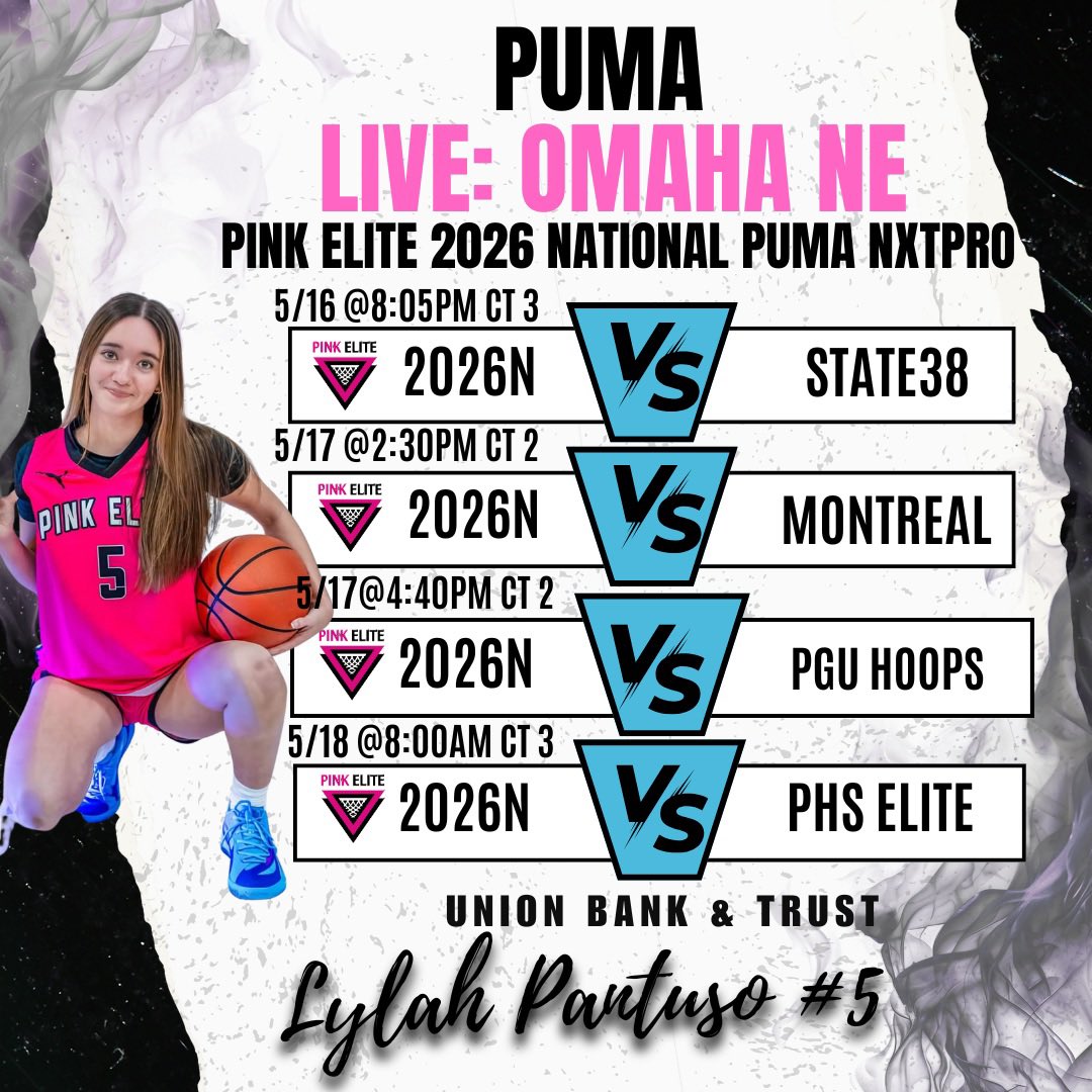 Lylah Pantuso 2026 (@lylahpantuso) on Twitter photo Here is my very last LIVE PERIOD tournament schedule before the Downers Grove North high school summer camp!
📍Omaha, Nebraska
<a href="/PRO16G/">NXTPRO Girls League</a> <a href="/CoachAWarren/">Coach Warren</a> <a href="/pinkeliteclub/">pinkelitebasketball</a> Here is my very last LIVE PERIOD tournament schedule before the Downers Grove North high school summer camp!
📍Omaha, Nebraska
<a href="/PRO16G/">NXTPRO Girls League</a> <a href="/CoachAWarren/">Coach Warren</a> <a href="/pinkeliteclub/">pinkelitebasketball</a>
