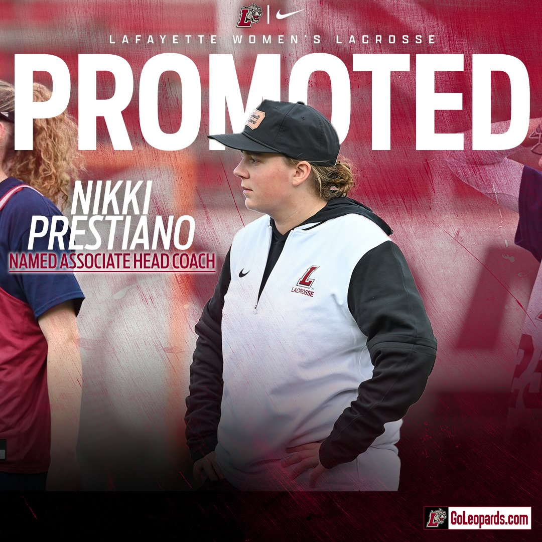 Lafayette Women's Lacrosse (@lafayettewlax) on Twitter photo Nicole Prestiano has been promoted to womenโs lacrosse Associate Head Coach ๐ค
๐จ๏ธ | "She works tirelessly and relentlessly for our team, and we are all better because she is a part of our program!"
๐ฐ | goleopards.com/news/2025/5/14โฆ
#RollPards #ClimbTheHill | <a href="/GoLeopards/">Lafayette Athletics</a> Nicole Prestiano has been promoted to womenโs lacrosse Associate Head Coach ๐ค
๐จ๏ธ | "She works tirelessly and relentlessly for our team, and we are all better because she is a part of our program!"
๐ฐ | goleopards.com/news/2025/5/14โฆ
#RollPards #ClimbTheHill | <a href="/GoLeopards/">Lafayette Athletics</a>