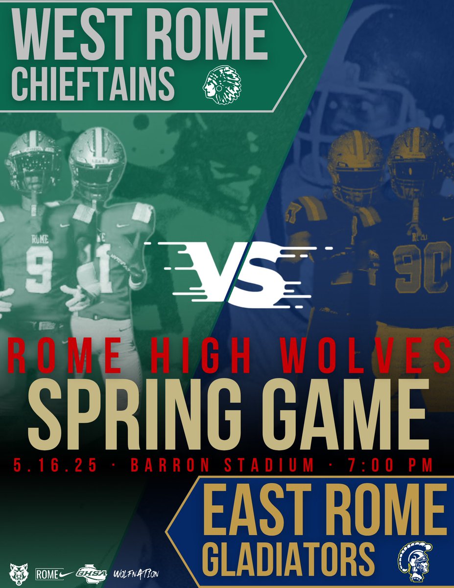 Rome FB Recruiting (@romefbrecruits) on Twitter photo Spring Game start time changed to 7pm this Friday Night. <a href="/FootballRome/">ππ€π’π ππ€π‘π«ππ¨ ππ€π€π©πππ‘π‘</a> <a href="/AllRomeWolves/">ROME WOLVES πΊπΎ</a> <a href="/NwGaFootball/">NwGa Football</a> <a href="/EliteNwga/">NWGA ELITE SPORTSβ’οΈπΊπΈ</a> <a href="/RecruitGeorgia/">Recruit Georgia</a> Spring Game start time changed to 7pm this Friday Night. <a href="/FootballRome/">ππ€π’π ππ€π‘π«ππ¨ ππ€π€π©πππ‘π‘</a> <a href="/AllRomeWolves/">ROME WOLVES πΊπΎ</a> <a href="/NwGaFootball/">NwGa Football</a> <a href="/EliteNwga/">NWGA ELITE SPORTSβ’οΈπΊπΈ</a> <a href="/RecruitGeorgia/">Recruit Georgia</a>