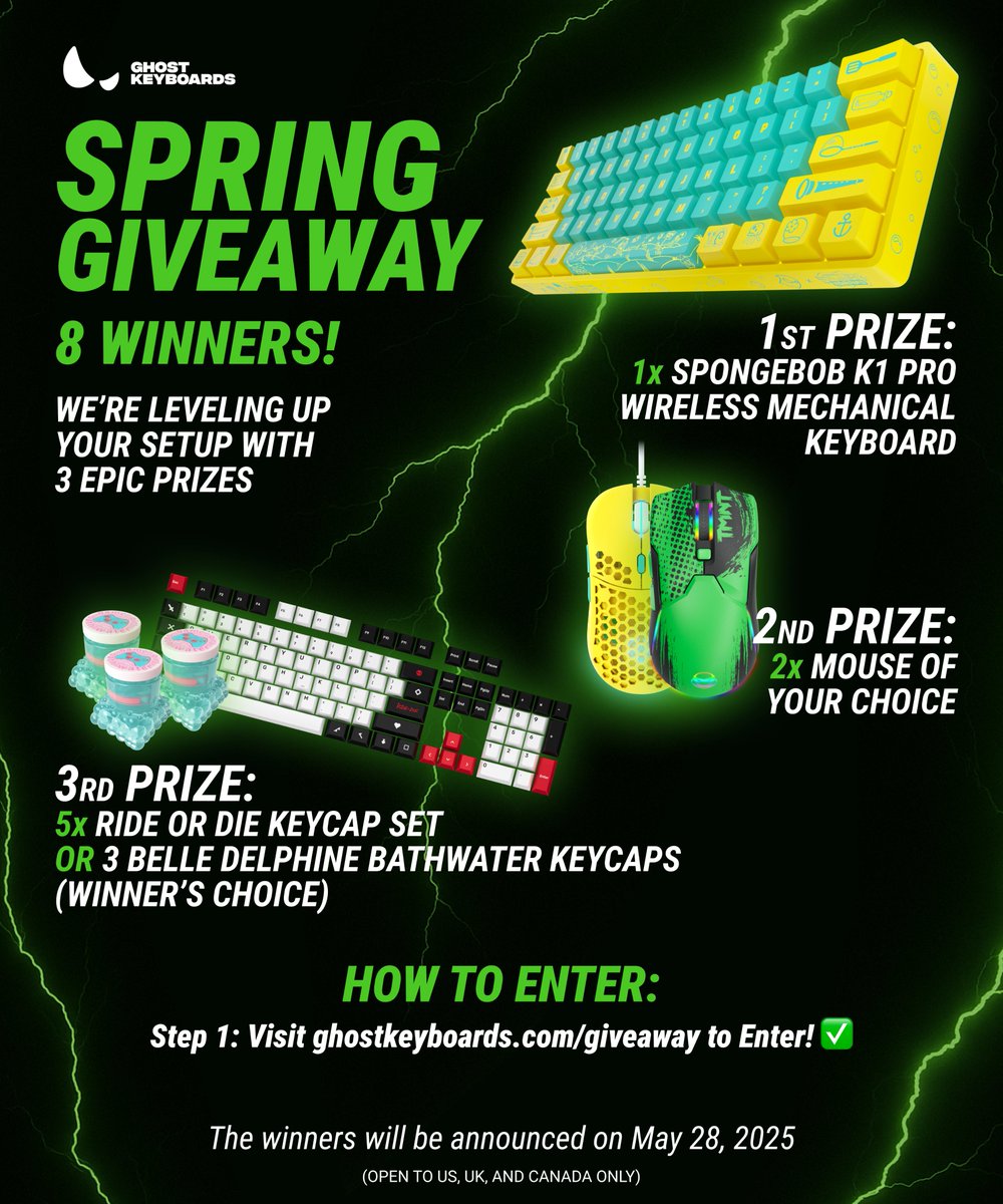 🌸Spring Giveaway Contest 2025 is officially live!🌸
To celebrate the new season, we’re giving away nearly $380 worth of Ghost Keyboards gear to help you level up your gaming setup. Whether you're grinding ranked, customizing your battlestation, or just want to flex something