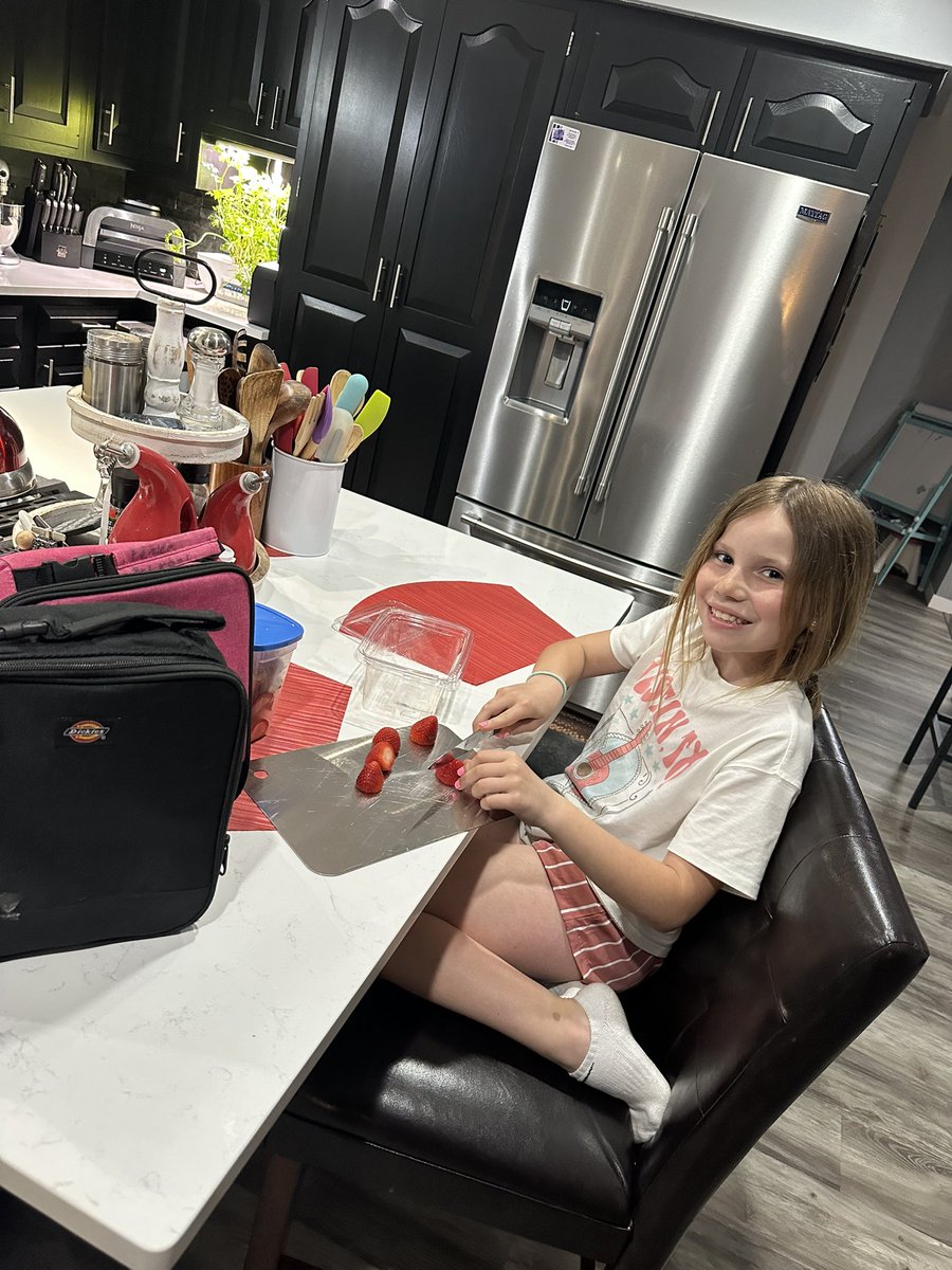 The 10yo doesn’t like school lunch. It’s sad because I used to love it, but it’s changed a lot!  This one takes over the kitchen and packs a fresh lunch for her brother too.  She said no one should be allowed to eat what they serve and she’s looking out for him. 🤷‍♀️😆