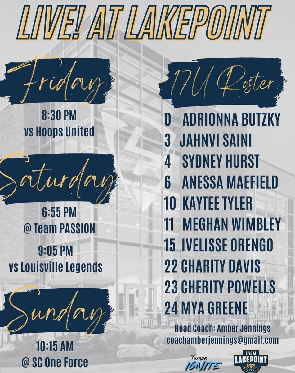 Mya Greene 2027 (@myagreene11) on Twitter photo Here’s my schedule for the weekend in ATL!! <a href="/TampaIgniteGBB/">Tampa Ignite GBB</a> <a href="/mikemillsnc/">Mike Mills WBB College Recruiting</a> <a href="/CoachAmber/">Coach Amber Jennings</a> <a href="/RealCoach_D/">Coach Joeyn Dearsman</a> <a href="/MeanRobg/">Robert Greene</a> Here’s my schedule for the weekend in ATL!! <a href="/TampaIgniteGBB/">Tampa Ignite GBB</a> <a href="/mikemillsnc/">Mike Mills WBB College Recruiting</a> <a href="/CoachAmber/">Coach Amber Jennings</a> <a href="/RealCoach_D/">Coach Joeyn Dearsman</a> <a href="/MeanRobg/">Robert Greene</a>