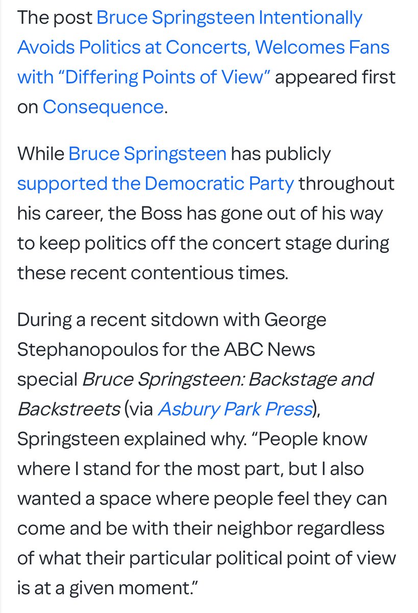 Wow, so much anger and rage at tonight’s ⁦<a href="/springsteen/">Bruce Springsteen</a>⁩ concert in #Manchester. What happened to