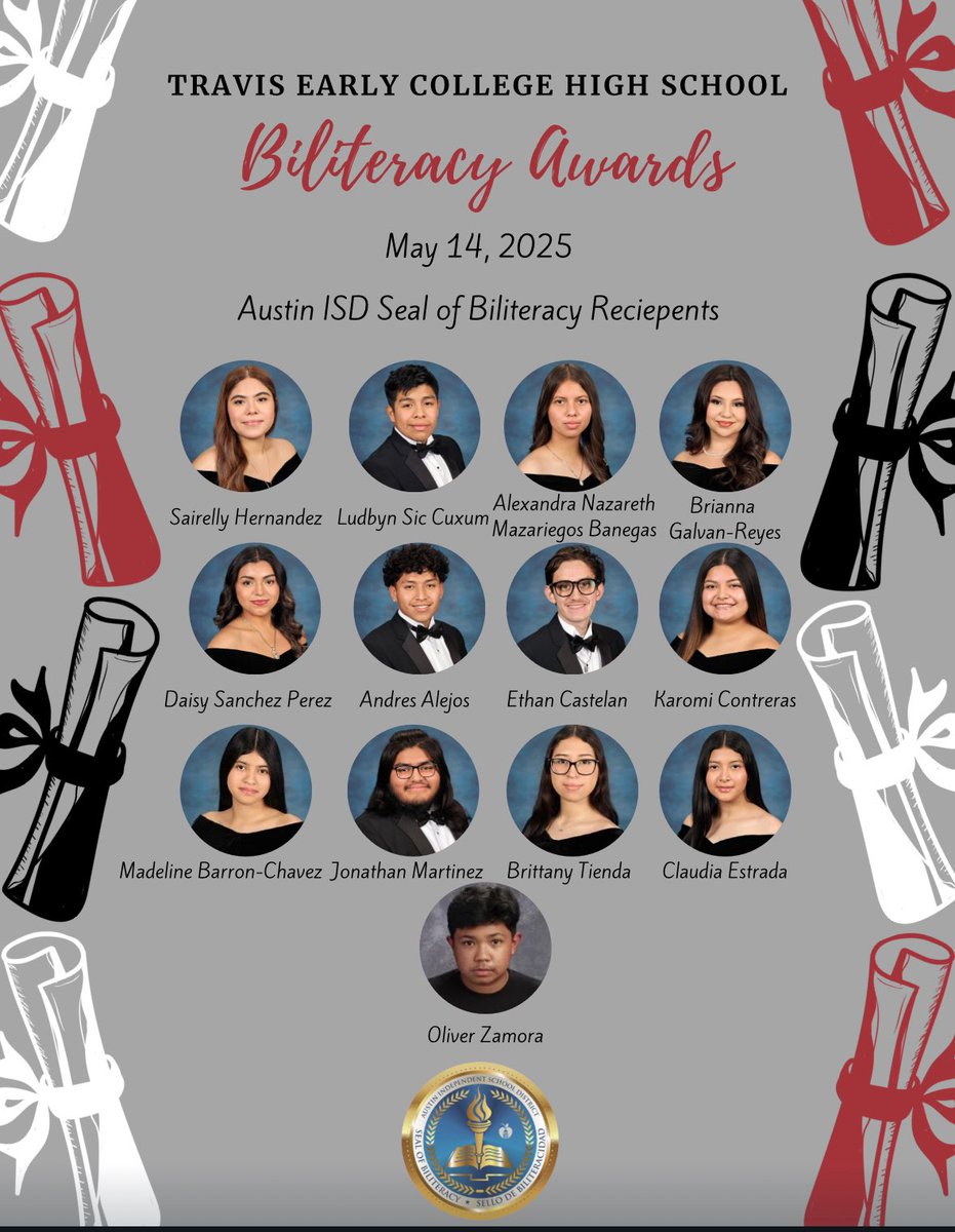Biliteracy Awards-You are scholars, communicators, and bridge-builders. Earning the Seal of Biliteracy or the Global Seal of Biliteracy is more than a certificate—it’s a symbol of perseverance, identity, and readiness to lead beyond borders. <a href="/AustinISD/">Austin ISD</a> <a href="/Secondary_AISD/">AISD Secondary School Leadership</a>