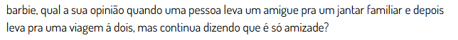 hdcbarbie's tweet photo. Essas amizades de hoje em dia tão fortes hein? Mas assim, já viajei e apresentei amizades pros meus pais, mas a última pessoa com quem fez isso acabou de um jeito interessante... https://t.co/e7LR5PSos3