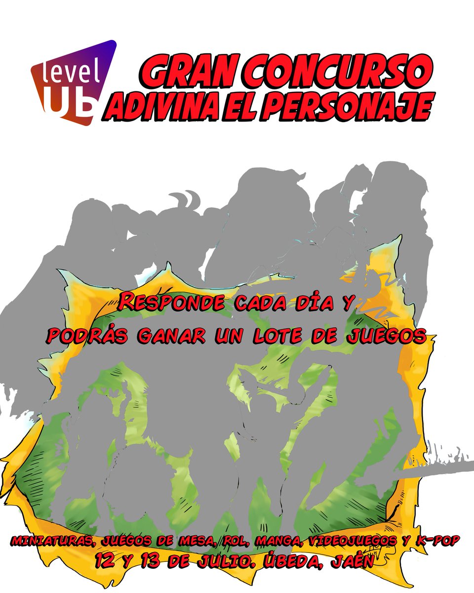 ¿Curiosidad por el cartel de la nueva edición de Level Ub? Adivina los personajes que se esconden tras esas siluetas y gana un lote de juegos valorado entre 100 y 130 euros. Participa a través de Ig o Fb, donde cada día se publica una nueva imagen.
#ubeda #friki #levelub25 #comic