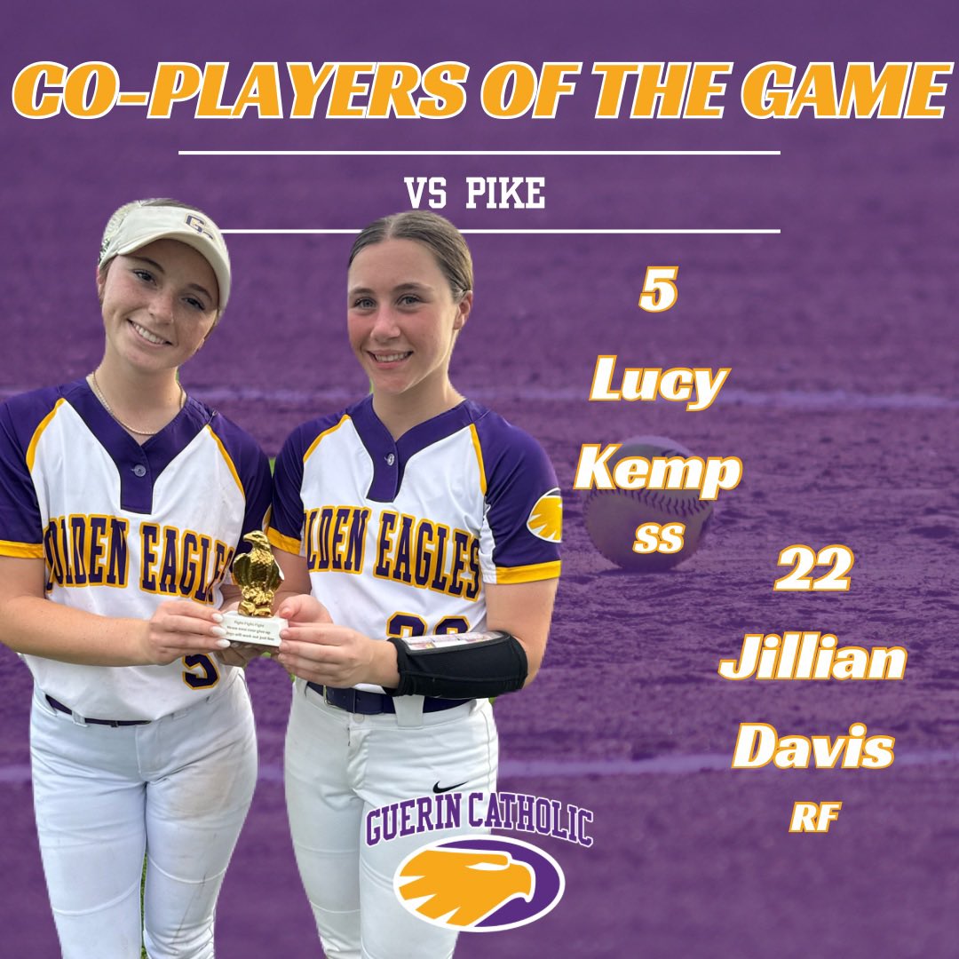 Co-Players of the Game! Jillian Davis went a perfect 1.000 at the plate, and Lucy Kemp came up big, going 2-for-3 in tonight’s dominant win over Pike!