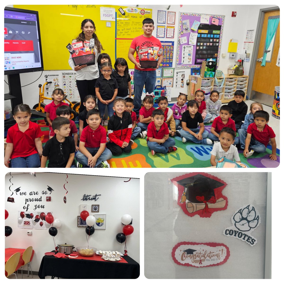 🐾A ❤️ felt “graduation party” set up by our Coyote Early Childhood teachers to celebrate the 17 students that came “to teach” at our school this year as future teachers! Way to go Coyote Class of 2025!#TISDProud