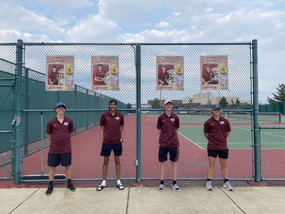 Congratulations to our fantastic group of seniors! Tim Dilbeck, Dilan Patel, Bryce Sansocie, Donavan Sheeley. Thank you for your hard work and leadership! Let’s finish our season strong! 🎾 #bwathletics