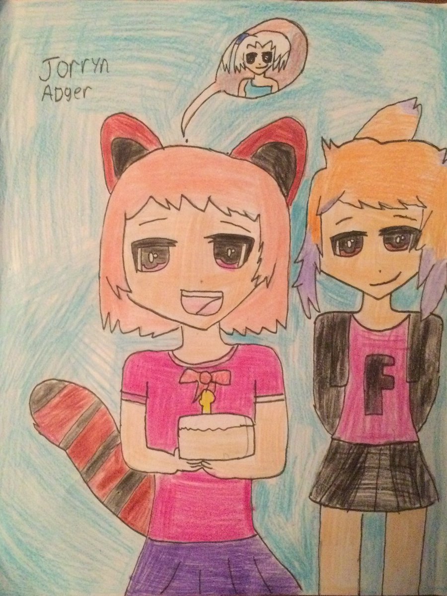 Since it’s my birthday today I wanted to show my drawing that I did for myself with my red panda oc aveline and <a href="/Kreeyzz/">Kreeyz</a> character erry and <a href="/Our_FeliXia/">Our lady FeliXia Whatever</a>