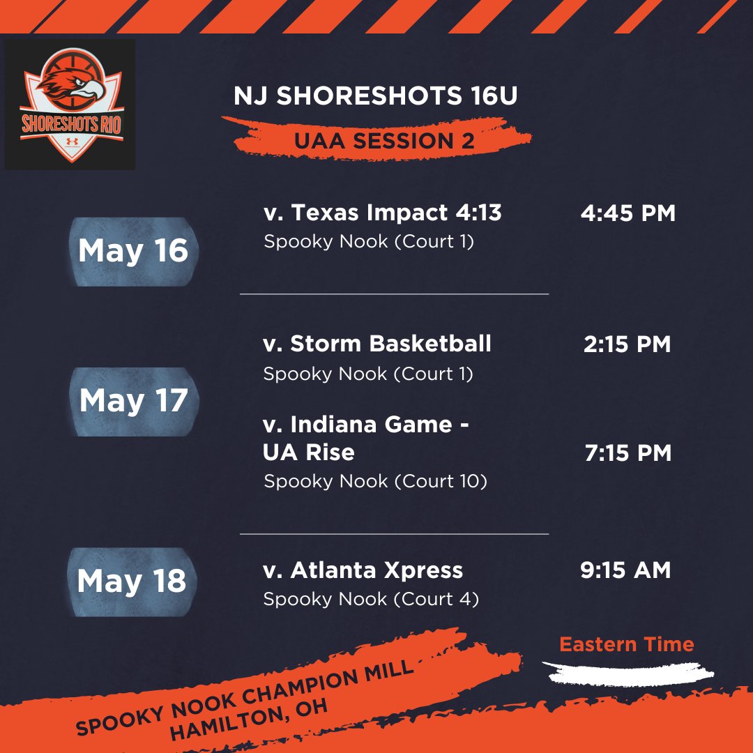 Rey Weinseimer (@rey_2027) on Twitter photo Getting ready to play this weekend with the 16U
<a href="/NJShoreshotBoys/">NJ ShoreShots Boys</a> at Session 2 of the UA Next Circuit! Our game schedule is below.
<a href="/CoachQ_Redding/">Coach Q</a>
<a href="/CoachMikeRice/">Coach Mike Rice</a> Getting ready to play this weekend with the 16U
<a href="/NJShoreshotBoys/">NJ ShoreShots Boys</a> at Session 2 of the UA Next Circuit! Our game schedule is below.
<a href="/CoachQ_Redding/">Coach Q</a>
<a href="/CoachMikeRice/">Coach Mike Rice</a>
