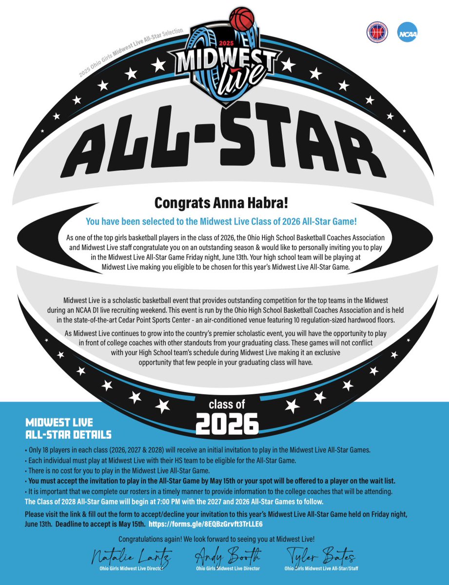Anna Habra (@anna_habra) on Twitter photo Iโm so excited to be invited to play in the 2026 All-star game at Midwest Live! Thank you <a href="/ohioBKcoaches/">OHSBCA</a> for the recognition. <a href="/BryceMcKey/">Bryce McKey</a> <a href="/Legends_Bball/">Legends U Basketball</a> <a href="/GideonDudgeon/">Gideon Dudgeon</a> <a href="/MHSGirlsBBall1/">Mason Comets Girls Basketball</a> Iโm so excited to be invited to play in the 2026 All-star game at Midwest Live! Thank you <a href="/ohioBKcoaches/">OHSBCA</a> for the recognition. <a href="/BryceMcKey/">Bryce McKey</a> <a href="/Legends_Bball/">Legends U Basketball</a> <a href="/GideonDudgeon/">Gideon Dudgeon</a> <a href="/MHSGirlsBBall1/">Mason Comets Girls Basketball</a>