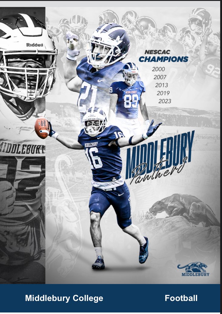 Thankful to receive a personal invite to show out my skills and compete at the Middlebury College prospect camp. Thank you <a href="/CoachRyan_5/">St. Clair Ryan Jr.</a> and <a href="/MiddFootball/">Middlebury Football</a>.