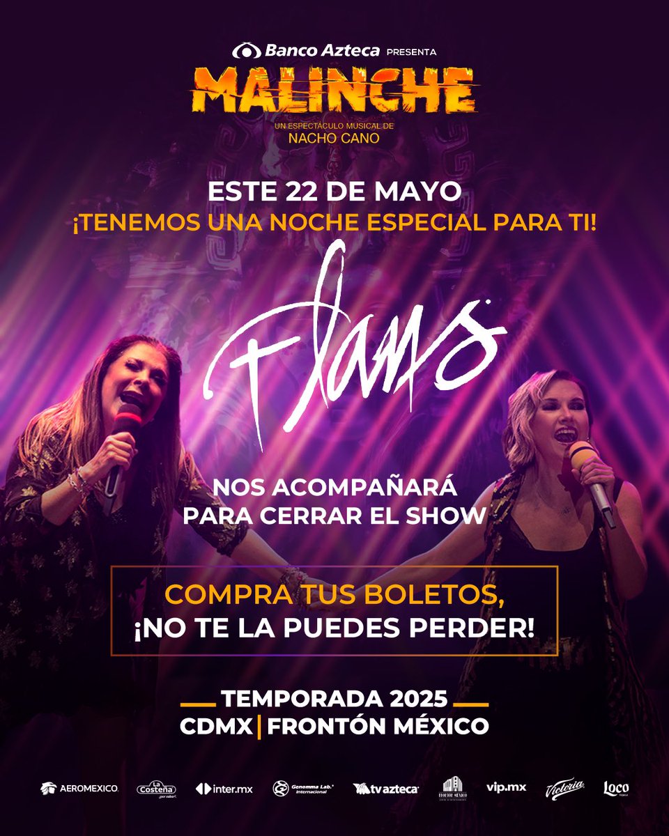 Flansoficial_'s tweet photo. Estamos muy emocionadas de anunciarles que vamos a acompañar al elenco de @MusicalMalinche para cerrar la noche con un final muy especial ¡Nos vemos este 22 de mayo! 

Boletos ya disponibles en https://t.co/QQPXgzxlUj https://t.co/vAqedgiYfH