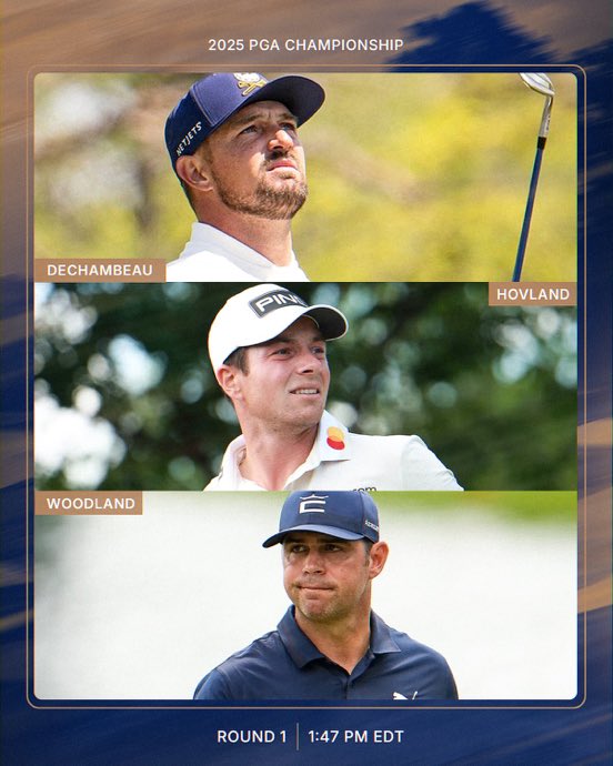 T-minus 24 hours until Bryson tees off at Quail Hollow for the PGA Championship! #PGAChamp

He will be playing in the 1:47 PM Tee Time with Viktor Hovland &amp; Gary Woodland