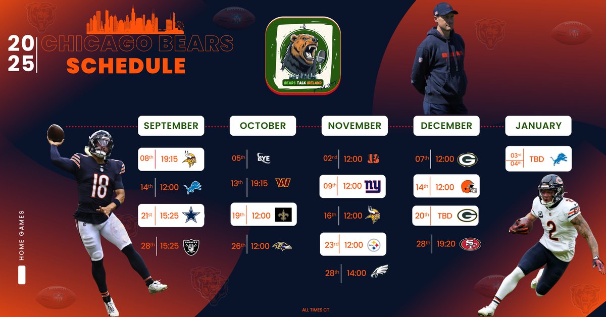 <a href="/ChicagoBears/">Chicago Bears</a>  official 2025 Schedule released 🐻⬇️

#Bears #NFL #DaBears