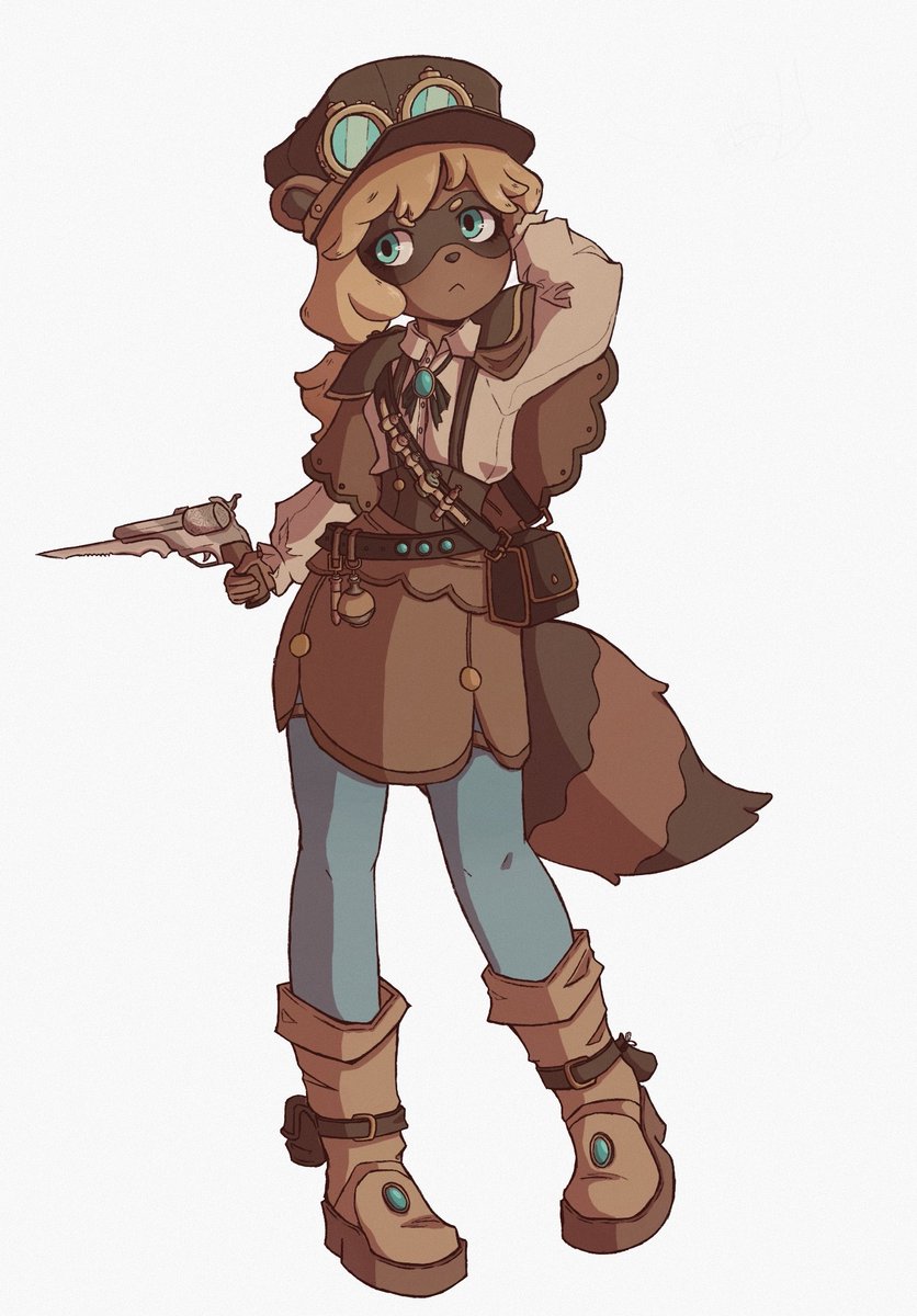 Apparently the tanuki race in Pathfinder is pretty short...so here's a 4ft. short queen! My new OC/player character Emi 🤎 definitely a bit of a tsun...

Credit goes to <a href="/raripops/">Rari / Rachel 🧡 perpetual brain hurting girl</a> for colour/general vibe and KingAmra for the art itself and the finalization! Amra's underrated and