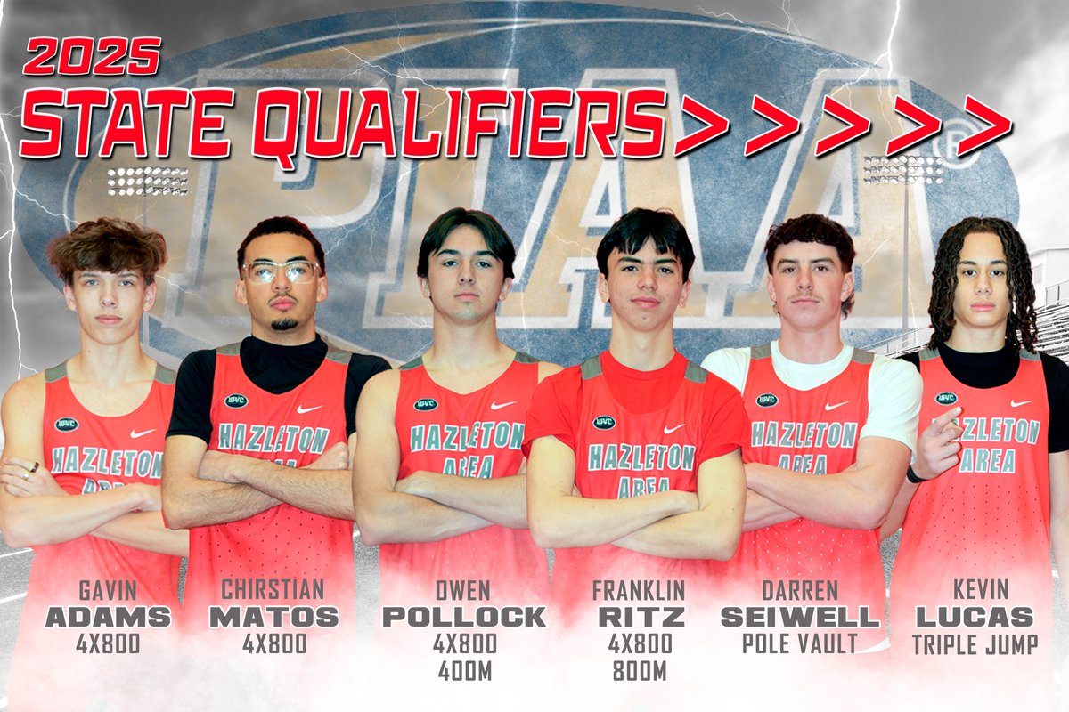 🚨2025 PIAA STATE QUALIFIERS🚨

Congratulations to the following athletes who qualified for the PIAA AAA TF Championship! 
G. Adams (FR): 4X800
C. Matos (SO): 4X800
O. Pollock (SR): 4X800 + 400M
F. Ritz (SR): 4X800 + 800M
D. Seiwell (SR): Pole Vault
K. Lucas (JR): Triple Jump