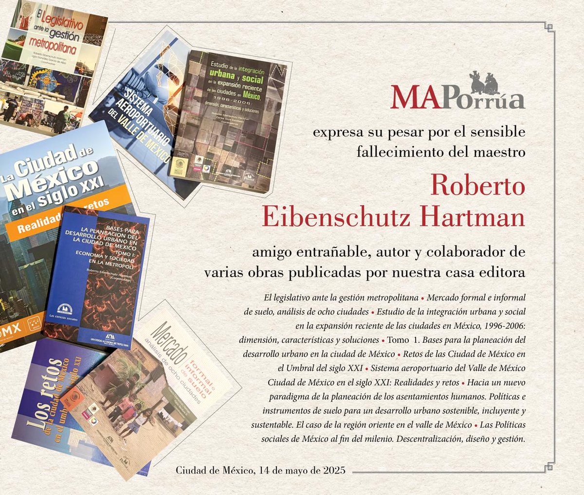 Editorial Miguel Angel Porrúa (@maporrua) on Twitter photo 