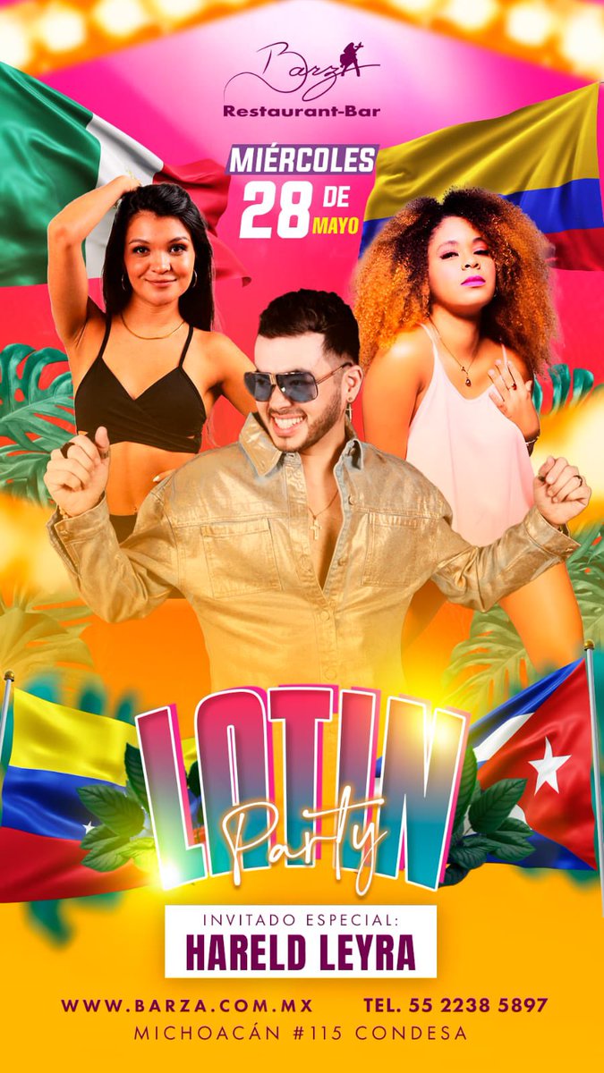 Hareldleyra's tweet photo. L@s mí@s !!! Nos vemos el MIÉRCOLES 28 de Mayo en @barza.condesa ……. Una noche latina, llena de sorpresas que no te puedes perder !! 
¡¡ L@S ESPERO !! 😉 https://t.co/GoUxA7ruXR