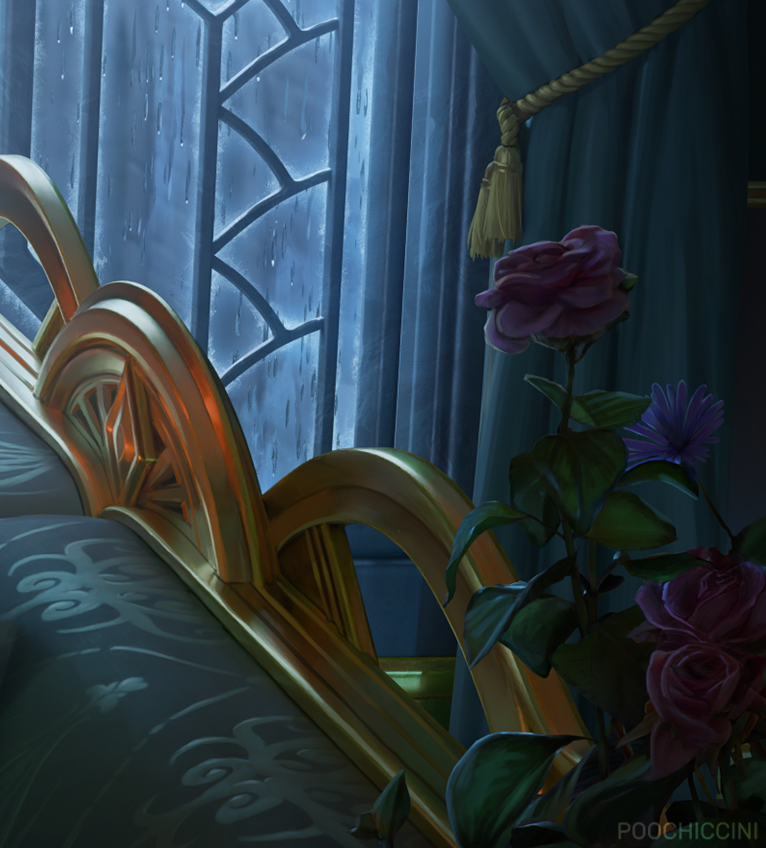 poochiccini's tweet image. Some details from the finished background for the caitvi animation, tried making the setting nice and cozy 🕯️🌹 #arcane