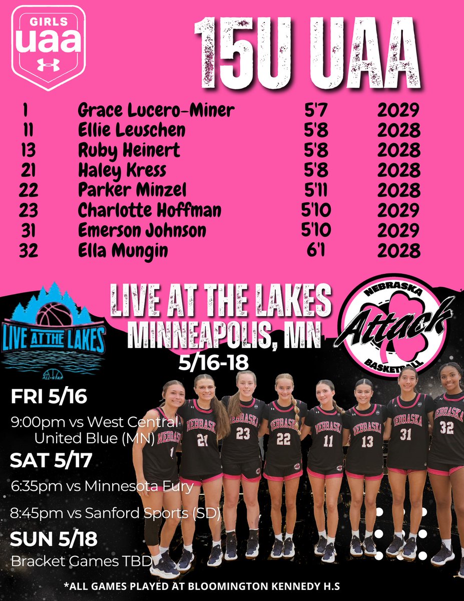 Nebraska Attack UAA (@nebraskaattack) on Twitter photo Rosters & Schedules for our:
17U UAA, 16U UAA & 15U UAA teams who are at:
๐๐๐ฉ๐ ๐๐ง ๐ง๐๐ ๐๐๐๐๐ฆ
in Minneapolis, MN <a href="/JrAllStarBB/">Jr. All-Star Girls Basketball</a> Rosters & Schedules for our:
17U UAA, 16U UAA & 15U UAA teams who are at:
๐๐๐ฉ๐ ๐๐ง ๐ง๐๐ ๐๐๐๐๐ฆ
in Minneapolis, MN <a href="/JrAllStarBB/">Jr. All-Star Girls Basketball</a>