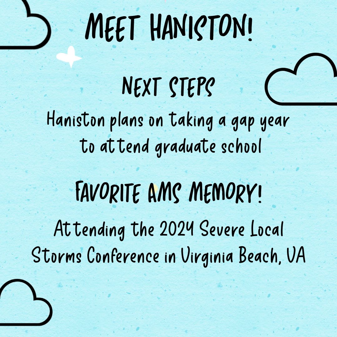 She has wrangled more weather maps than a storm chaser. Last, but not least, congrats to our former President, Haniston, the true tornado wrangler! 🌪️🎓