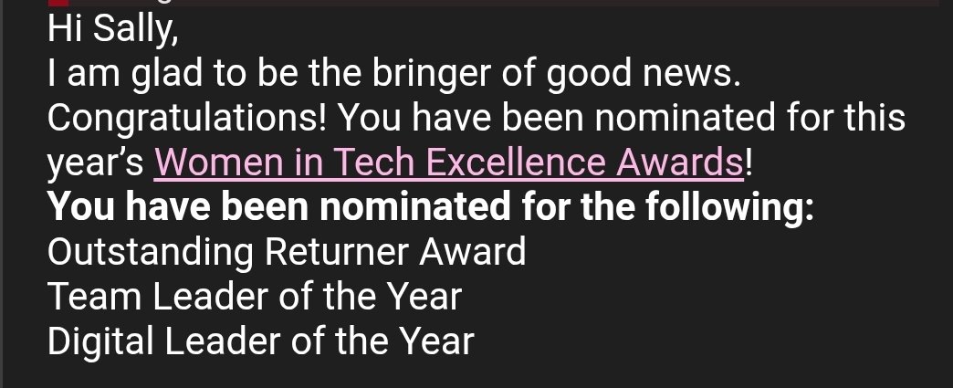 Sally Mole CITP MBCS, CMgr MCMI (@dudleygrouppm) on Twitter photo Honoured to be nominated alongside so many incredible women in tech, especially <a href="/DudleyGroupNHS/">The Dudley Group</a> .The past 2 years have been tough, making this even more meaningful.
Success is never solo. Grateful to everyone who’s been part of my journey.
#WomenInTech #TechAwards2025 Honoured to be nominated alongside so many incredible women in tech, especially <a href="/DudleyGroupNHS/">The Dudley Group</a> .The past 2 years have been tough, making this even more meaningful.
Success is never solo. Grateful to everyone who’s been part of my journey.
#WomenInTech #TechAwards2025