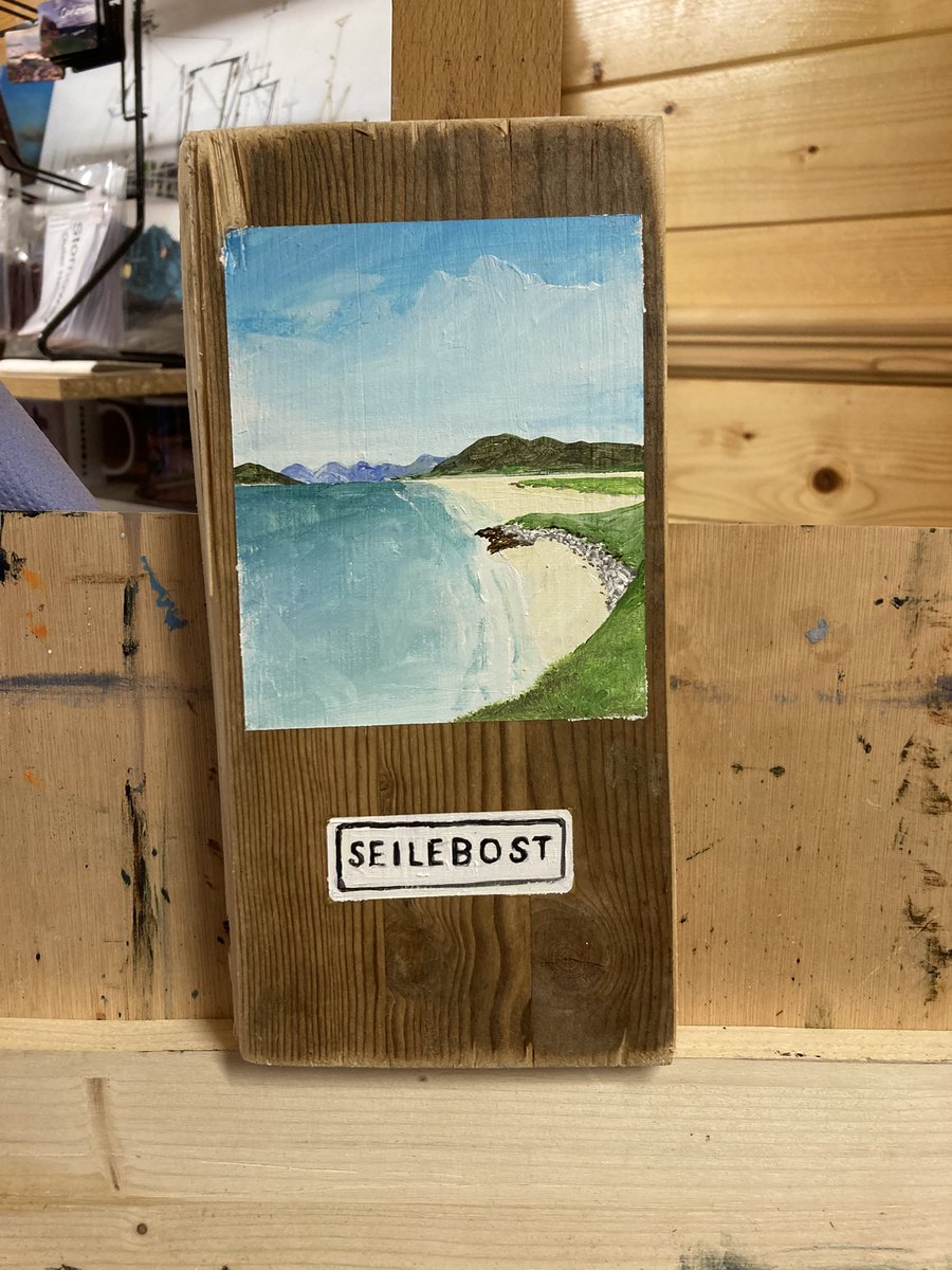 MacleanArtist's tweet image. Seilebost, acrylic on reclaimed wood approx 5x9.5 inches #beach #coast #art #seaside #sea #shore #coastal #hebrides #harris #reclaimed #reuse #repurpose #art #acrylics #painting #artist #painter #artwork #summer #summery