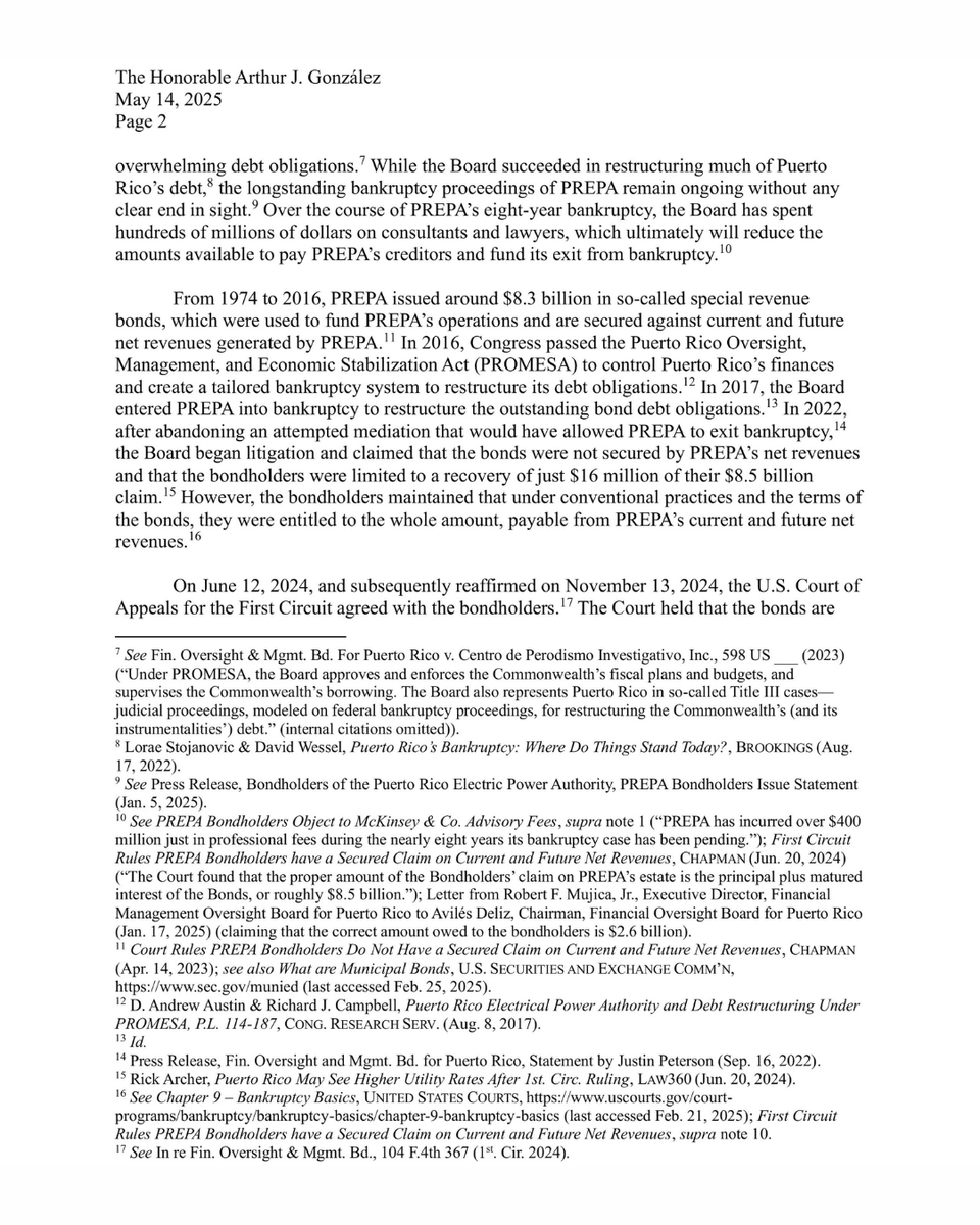 RepFitzgerald's tweet photo. 🚨The Puerto Rico Electric Power Authority (PREPA) has wasted hundreds of millions of dollars enriching consultants and lawyers, while millions of Puerto Ricans suffer under blackouts. The Oversight Board must pay the utility’s creditors as ordered by federal court so that it can regain access to the necessary funding to restore reliable power to the island. That is why I requested a briefing on the board’s handling of PREPA’s bankruptcy.⬇️