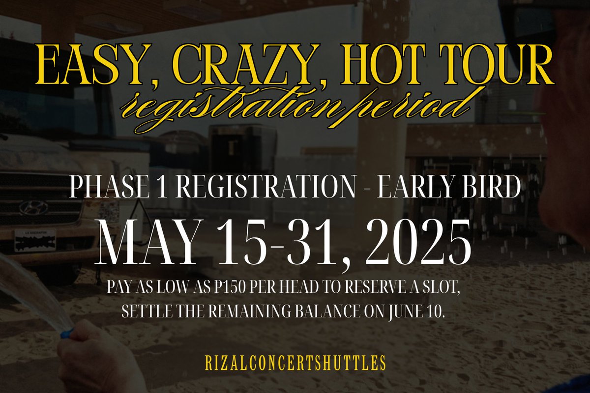 rizalshuttles's tweet photo. CARPOOL REGISTRATION FORM IS NOW OPEN 🪩

Reserve your seats here:

https://t.co/IavLY8s4fR
https://t.co/IavLY8s4fR
https://t.co/IavLY8s4fR

PHASE 1 SHUTTLE TICKETING

📅 May 15-31, 2025
💳 NRDP: ₱150 per person
🗓️ DOP: June 10, 2025

• All seats are open for purchase.
• You can either pay in full or secure your reservation with a non-refundable down payment of ₱150 per person. The remaining balance must be paid on or before June 10. Failure to settle the balance by the deadline will result in cancellation of your reservation and a ₱100 cancellation fee.
• EARLY BIRD REGISTRATION: The first 5 Filonots to register and complete full payment will get the exclusive privilege to pre-select their preferred seats in the van.

#EASY_CRAZY_HOT_IN_MANILA #ECHMNL2025 #lesserafim