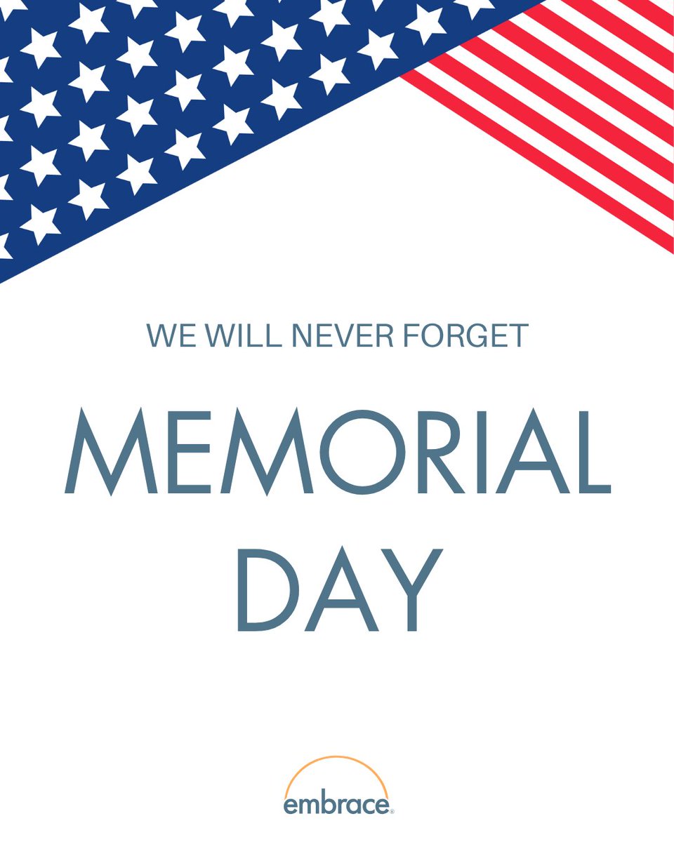 Our office will be closed on Monday, May 26, in observance of Memorial Day!

#EmbraceEducation