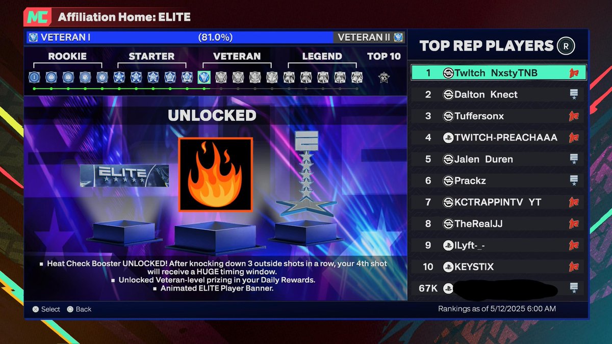 Vet 1 20% Rep Grind Completed For @Adaptabillty 🔥

DM Me If you’re interested in purchasing Rep / Badges / Hot Zones 📲

Fast Completion Time☑️

#NBA2K25 #RepGrinder