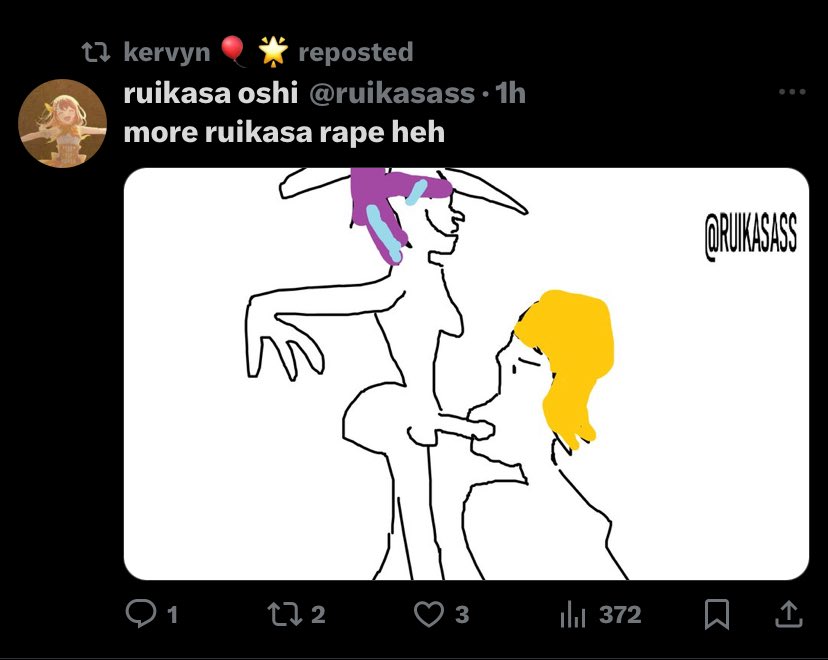 PUPP3TMASK's tweet photo. // Highkey, even if this isnt kevyn its still weird as fuck for kevyn (19) to be interacting and reposting a 13yr olds (poorly draw) nsfw rape https://t.co/1h5gh6yqq9