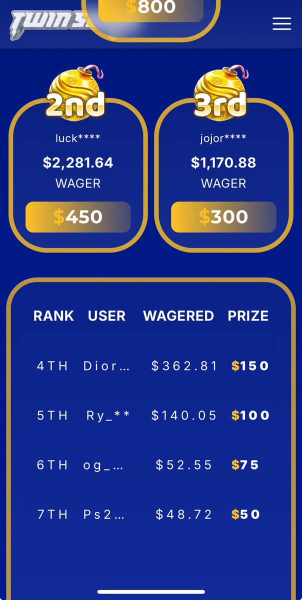 🎁 $100 PACKDRAW GIVEAWAY 🎁 
                            
💎 $2000 Monthly Leaderboard 💎 
twinrewards.com/#leaderboard

Like and retweet ✔️
Screenshot under code TWIN 👇🏻 
Drop your packdraw user ID 👇🏻 

Winner announced in 12 hours 💜 

packdraw.com/?ref=Twin