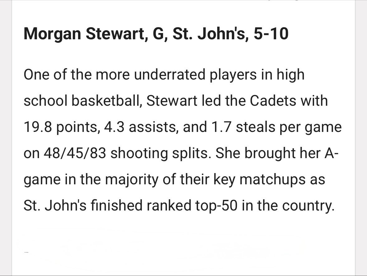Here is what the <a href="/sportingnews/">The Sporting News</a> had to say about 2026 guard Morgan Stewart!