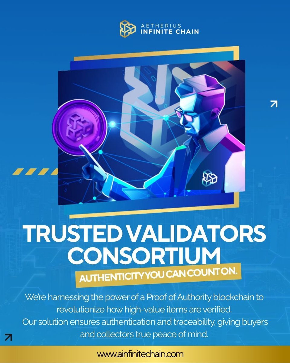 The New Era of Blockchain Authentication is Here!

With Aetherius Infinite Chain, we’re redefining trust through the power of Proof of Authority blockchain technology. Ensure your high-value assets are verified, authenticated, and traceable—giving buyers, sellers, and collectors