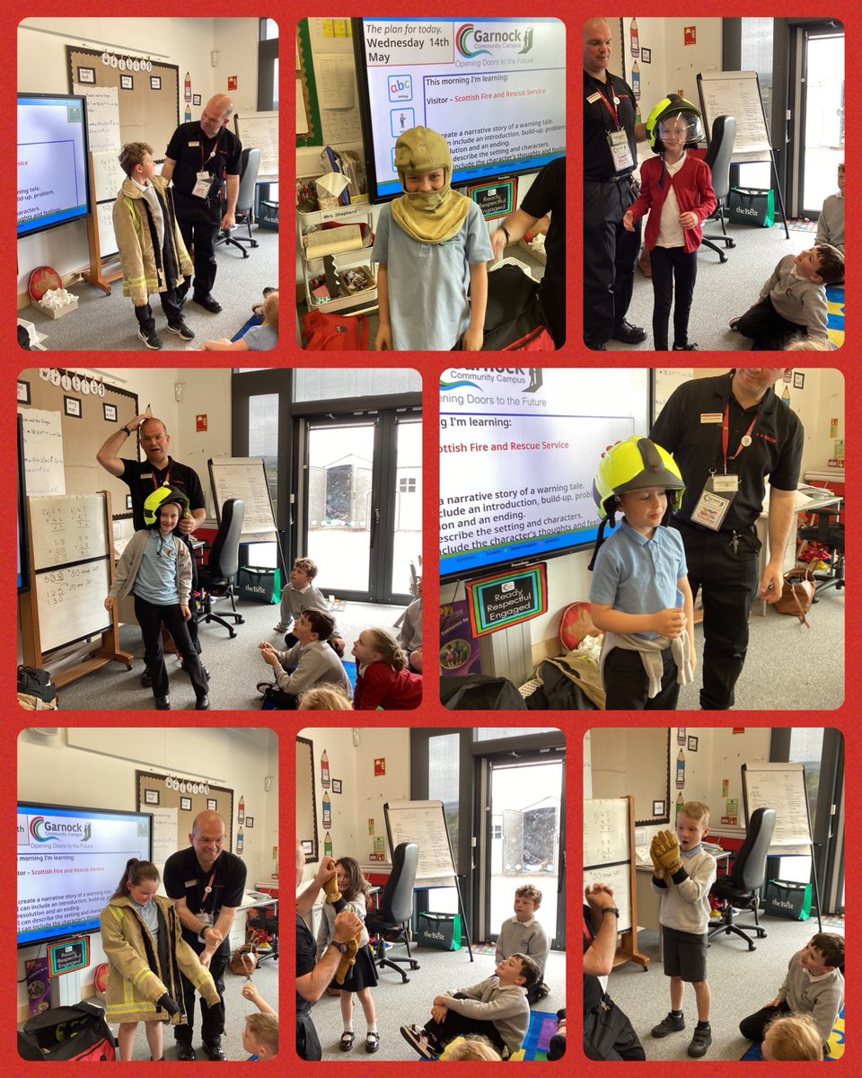 Thank you to Gerry from <a href="/fire_scot/">Scottish Fire and Rescue Service</a> for telling us all about his job in the fire service. We loved trying on his kit. 🧑🏼‍🚒🔥🧯🚒 #worldofwork <a href="/GarnockCampus/">Garnock Community Campus</a>