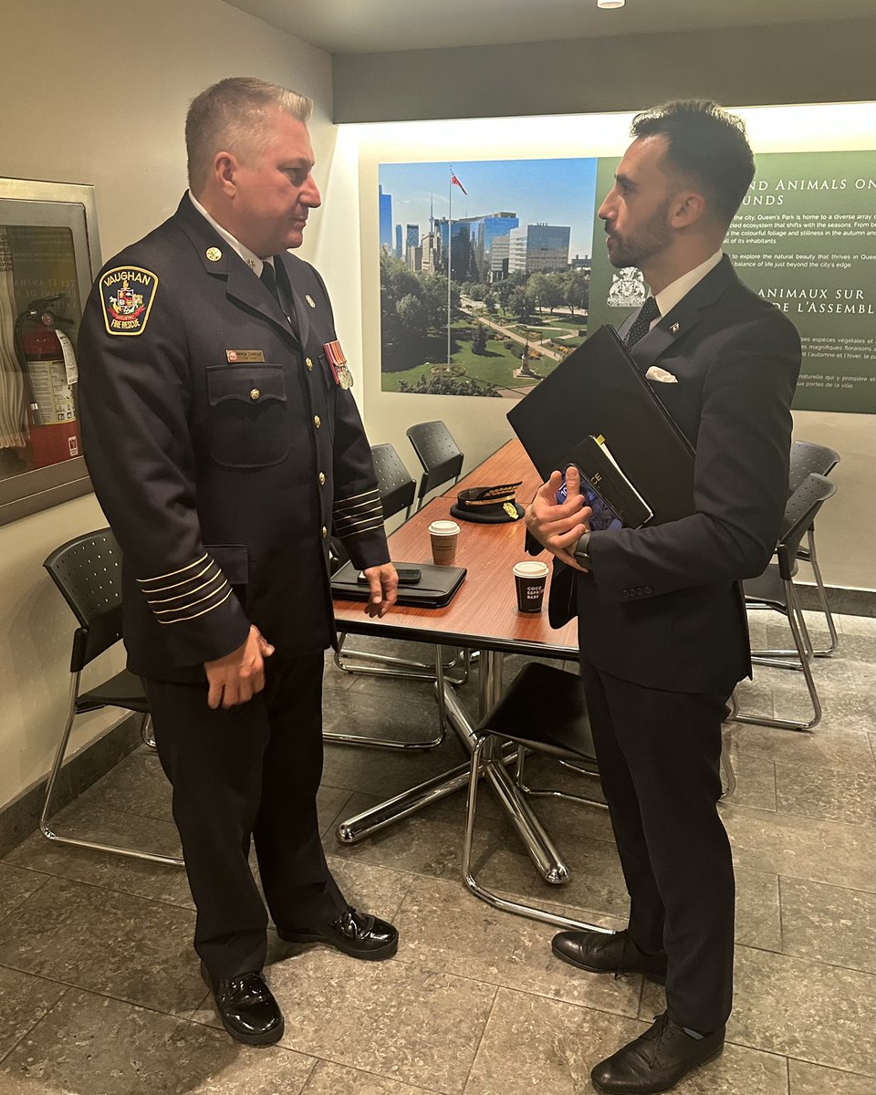 Stephen Lecce (@sflecce) on Twitter photo Vaughan Fire is a national leader dedicated to protecting families from fire and medical emergencies.
Great to sit down with Chief <a href="/andyzvanitajs/">andy zvanitajs</a> at Vaughan Fire and Rescue Service at Queen’s Park to express thanks to the front line firefighters for working around the clock to Vaughan Fire is a national leader dedicated to protecting families from fire and medical emergencies.
Great to sit down with Chief <a href="/andyzvanitajs/">andy zvanitajs</a> at Vaughan Fire and Rescue Service at Queen’s Park to express thanks to the front line firefighters for working around the clock to