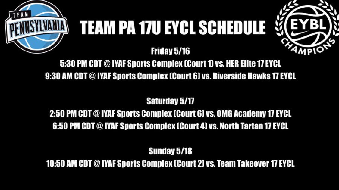 This weekends schedule!!!!