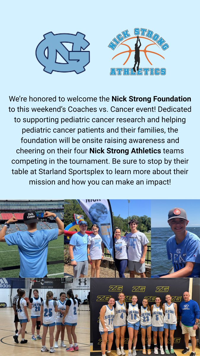Zero Gravity New England (@zg_newengland) on Twitter photo We are so excited to partner with the Nick Strong Foundation this weekend at our annual Coaches vs Cancer event! 🎗️
Learn more about The Nick Strong Foundation! ⬇️
🔗: nickstrongfoundation.com
<a href="/1NickStrong18/">Nick Strong Foundation</a> | <a href="/ZeroGravityBB/">Zero Gravity Basketball</a> We are so excited to partner with the Nick Strong Foundation this weekend at our annual Coaches vs Cancer event! 🎗️
Learn more about The Nick Strong Foundation! ⬇️
🔗: nickstrongfoundation.com
<a href="/1NickStrong18/">Nick Strong Foundation</a> | <a href="/ZeroGravityBB/">Zero Gravity Basketball</a>
