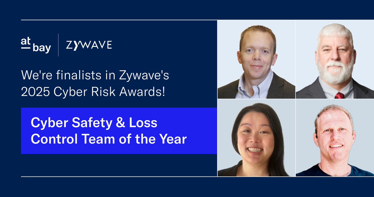 At-Bay has been shortlisted for Zywave's Cyber Safety &amp; Loss Control Team of the Year Award.

If our team has helped you – or your clients – navigate and reduce cyber risk, we’d be honored to have your vote.

🗳️ Voting closes this Friday: lnkd.in/e7MwEFWE