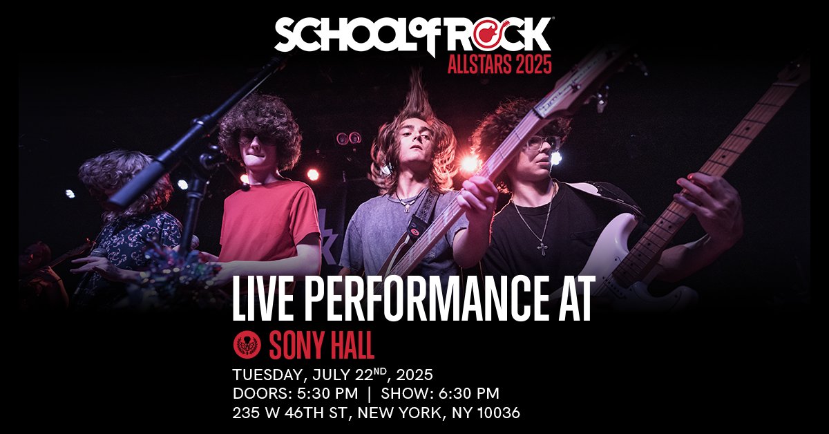 Sony Hall (@sonyhall) on Twitter photo Join us at Sony Hall on July 22th for School of Rock All-Stars! Get your tickets now > ticketweb.com/event/school-o…
<a href="/SchoolofRockUSA/">School of Rock</a> Join us at Sony Hall on July 22th for School of Rock All-Stars! Get your tickets now > ticketweb.com/event/school-o…
<a href="/SchoolofRockUSA/">School of Rock</a>