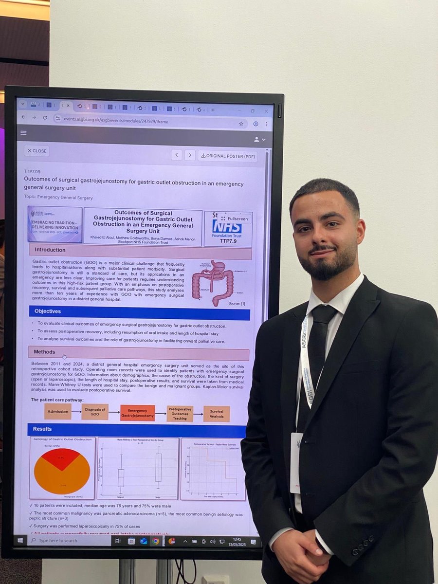 Stepping Hill GenSurg π (@stockport_surg) on Twitter photo Congratulations to our med student Khaled El Aloul for presenting at #ASGBI2025. First of two projects completed with us. Hopefully more to follow in the future ππ»
<a href="/SurgeryHPB/">Christian Macutkiewicz π³οΈβπ (he/him)</a> <a href="/StockportNHS/">Stockport NHS FT</a> <a href="/asgbi/">ASGBI</a> <a href="/ashmenonsurgery/">Ashok Menon</a> Congratulations to our med student Khaled El Aloul for presenting at #ASGBI2025. First of two projects completed with us. Hopefully more to follow in the future ππ»
<a href="/SurgeryHPB/">Christian Macutkiewicz π³οΈβπ (he/him)</a> <a href="/StockportNHS/">Stockport NHS FT</a> <a href="/asgbi/">ASGBI</a> <a href="/ashmenonsurgery/">Ashok Menon</a>