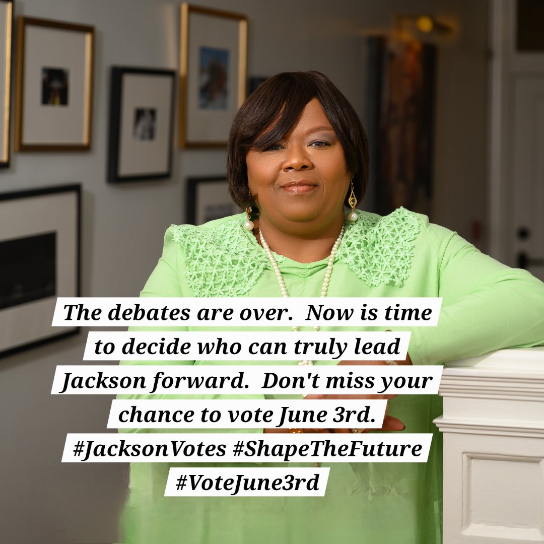 rechfoundation's tweet photo. The debates are over. Now is time to decide who can truly lead Jackson forward. Don't miss your chance to vote on June 3rd. #JacksonVotes #ShapeTheFuture
#VoteJune3rd #JacksonMayor2025 #MakeYourVoiceCount #LeadTheWay https://t.co/DB6GrXp5mf